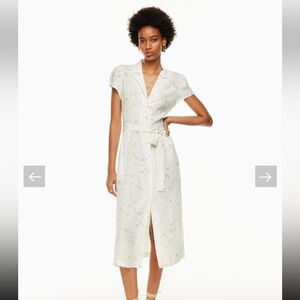 Wilfred Aritzia White Floral Flower Shirt Midi Dress Size Extra Small XS